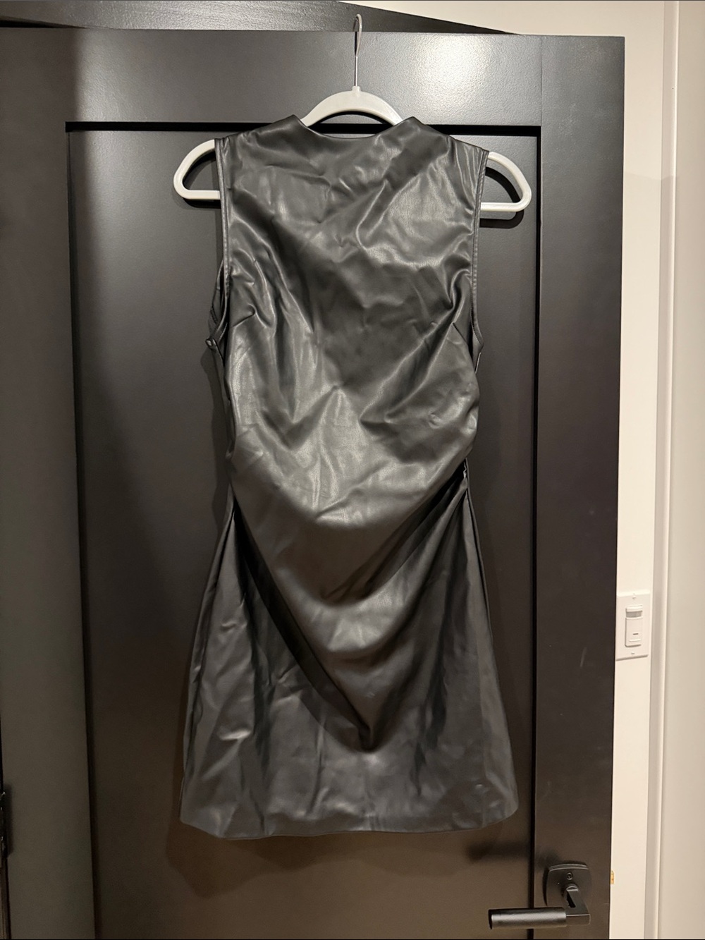 Pull&Bear Black Faux Leather Mini Dress